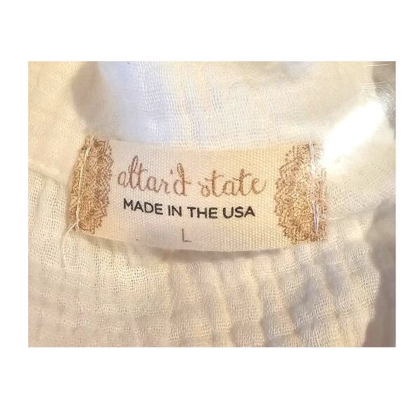 Altar'd State 100% Cotton White Button Down Blouse, Sz L NEW - Picture 4 of 10